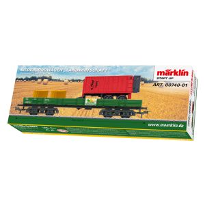 Vagon tip Rlmms cu incarcatura utilaje agricola, Marklin Start Up, epoca VI, Sistem AC