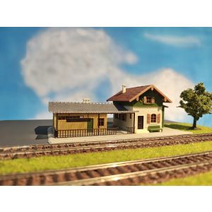 Minidiorama macheta Gara tren, Lungime 39 cm, latime 33 cm, Scara 1:87, 14+