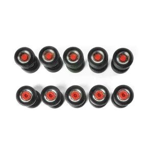 Set de roti pentru camioanele herpa, crom/rosu 5 set