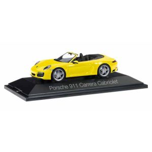 Macheta Auto Porsche 911 Carrera Cabriolet 991 II galben 1:43