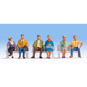 Set figurine H0, pasageri care stau jos,  6 buc