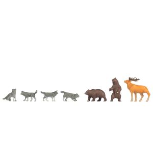 Set figurine HO Animale de padure ursi si lupi, 7 buc