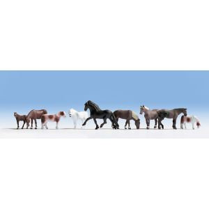 Set figurine HO Animale domestice Cai 9 buc