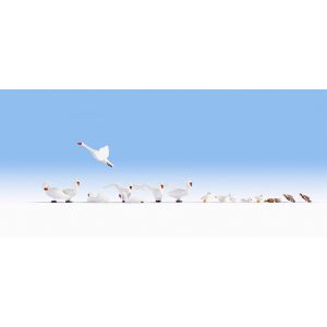 Set figurine HO Pasari salbatice (lebede si rate) 17 buc