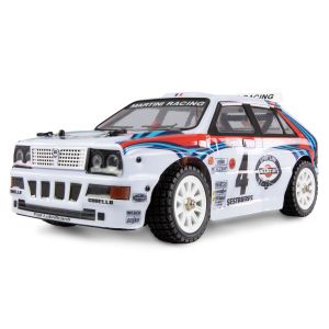 Masina RC cu telecomanda Lancia Delta HF Integrale Martini Racing Rally/Drift, 45Km/h, Tractiune 4x4, Lungime 32cm, Scara1:14, 2.4Ghz, 3 canale, Viteza si directie proportionala, Angrenaje metal, Gyroscop, Lumina LED, RTR, 14+