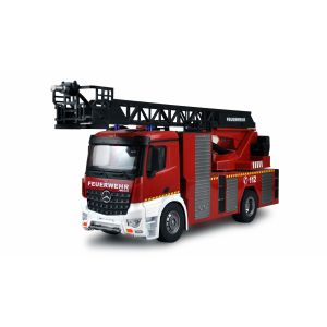 Camion RC cu telecomanda Mercedes-Benz Arocs Pompieri cu scara functionala, stropeste cu apa, Lungime 58 cm, Scara 1:18, 2,4GHz, Lumina LED si sunet, 12 canale, RTR, 8+