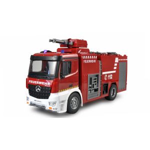 Camion RC cu telecomanda Mercedes-Benz Arocs Pompieri, Stropeste cu apa, Lumini si sunete, Lungime 48 cm, Scara 1:18, 2,4GHz, 12 canale, RTR, 8+