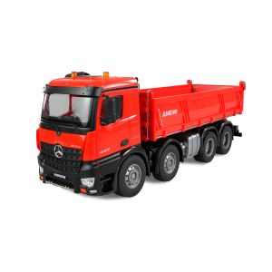 Camion RC cu telecomanda Mercedes-Benz Arocs basculanta 8x4, Lungime 50.5 cm, Scara 1:18, Lumina LED, Sunet, 2.4 Ghz, 8 canale, RTR, 8+