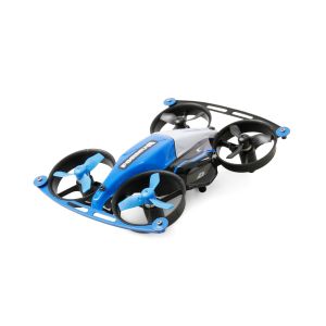 Drona mini albastra cu telecomanda si pista de curse, Gyroscop care stabilizeaza zborul, Autodecolare, Autoaterizare, 2.4Ghz, LED, RTF, 8+