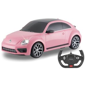 Masina RC cu telecomanda VW Beetle Pink, Lungime 30 cm, Scara 1:14, 2.4 Ghz, Lumina Led fata/spate, 6+