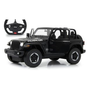 Masina RC cu telecomanda Jeep Wrangler Rubicon negru, Lungime 30 cm, Scara 1:14, 2.4 GHz, Lumini LED fata/spate, 6+