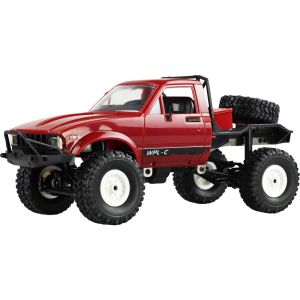 Kit de construit masina RC Pick-Up rosu, 4WD, Lumina LED, Lungime 31 cm, Scara 1:16 , 14+