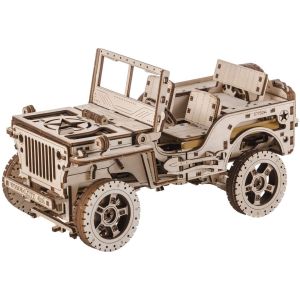 Puzzle 3D Mecanic Wooden City, Auto 4x4 ,571 piese, dimensiuni 27.9 cm x 15 cm x 14.8 cm.