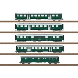 Set 5 vagoane de calatori cu iluminare interioara pentru Locomotiva Electrica clasa Ae 3/6 I, SBB, Epoca III