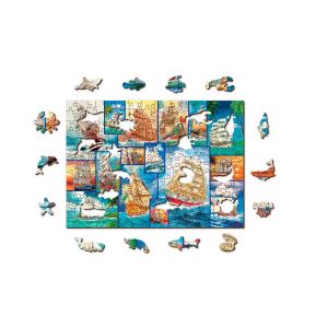 Puzzle din lemn Corabii cu panze , 200 piese, Dimensiune 25.4 cm x 18.2 cm, 10+ 
