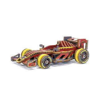 Puzzle 3D Mecanic Wooden City, Bolid ,109 piese, dimensiuni 16.6 cm x 7.7 cm x 5.4 cm. - Editie limitata