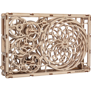 Puzzle 3D Mecanic Wooden City, Tablou Kinetic,185 piese, dimensiuni 34 cm x 22.4 cm x 6.2 cm.