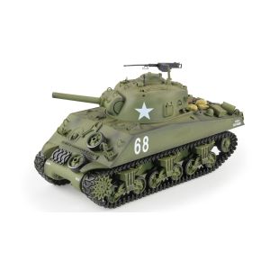 Tanc Rc cu telecomanda U.S. M4A3 Sherman 1:16, 2,4GHz, cu functii de tragere ,sunet ,fum si infrarosu