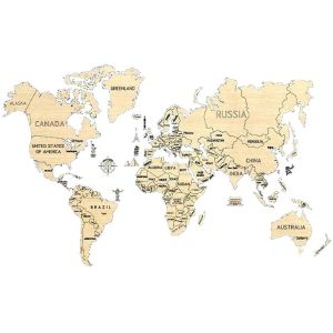 Puzzle 3D Wooden City, World Map XXL,110 piese, lemn, dimensiuni 200 cm x 120 cm x 0.4 cm.