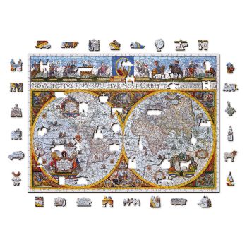 Puzzle din lemn Harta antica Nova Terrarum , 700 piese, Dimensiune 51.9 cm x 37.5 cm, 14+ 