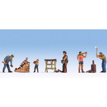 Set figurine H0 taietori de lemne , 6 buc