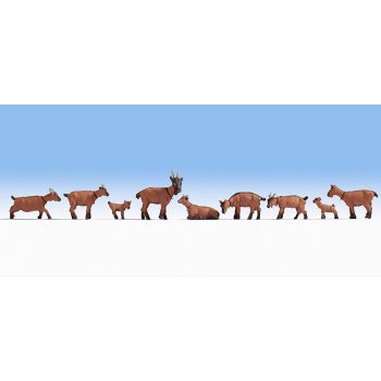 Set figurine H0 Capre in diferite ipostaze, 9 buc