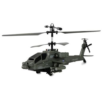 Elicopter RC cu telecomanda APACHE AH-64, Lungime 25 cm, 2.4Ghz, Lumina LED, 3 canale, RTF, 8+