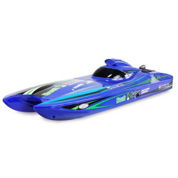 Barca RC cu telecomanda Blue Arrow Catamaran, Lungime 40 cm, 2,4 GHz, Viteza 30 km/h, Raza 100m, Racire pe apa, Jetdrive, RTR, 14+