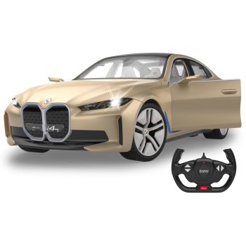Masina RC cu telecomanda BMW i4 Concept Gold, Lungime 34.5 cm, Scara 1:14, Lumini LED fata/spate, Usi fata manuale, 6+