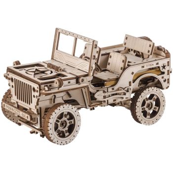 Puzzle 3D Mecanic Wooden City, Auto 4x4 ,571 piese, dimensiuni 27.9 cm x 15 cm x 14.8 cm.