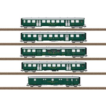Set 5 vagoane de calatori cu iluminare interioara pentru Locomotiva Electrica clasa Ae 3/6 I, SBB, Epoca III