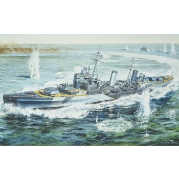 Kit de construit nava de razboi HMS Belfast 1:600, vopsea, pensule si adeziv incluse