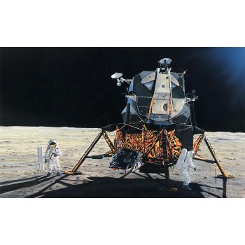 Kit de construit minidiorama Aselenizarea pe Luna 1:72, vopsea, pensule si adeziv incluse