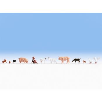 Set figurine HO animale la ferma 12 buc