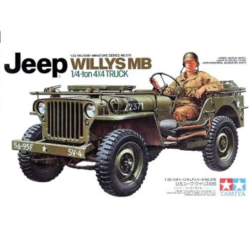 Kit de construit auto militar US Jeep Willys MB 4x4 cu 1 figurina, 1:35